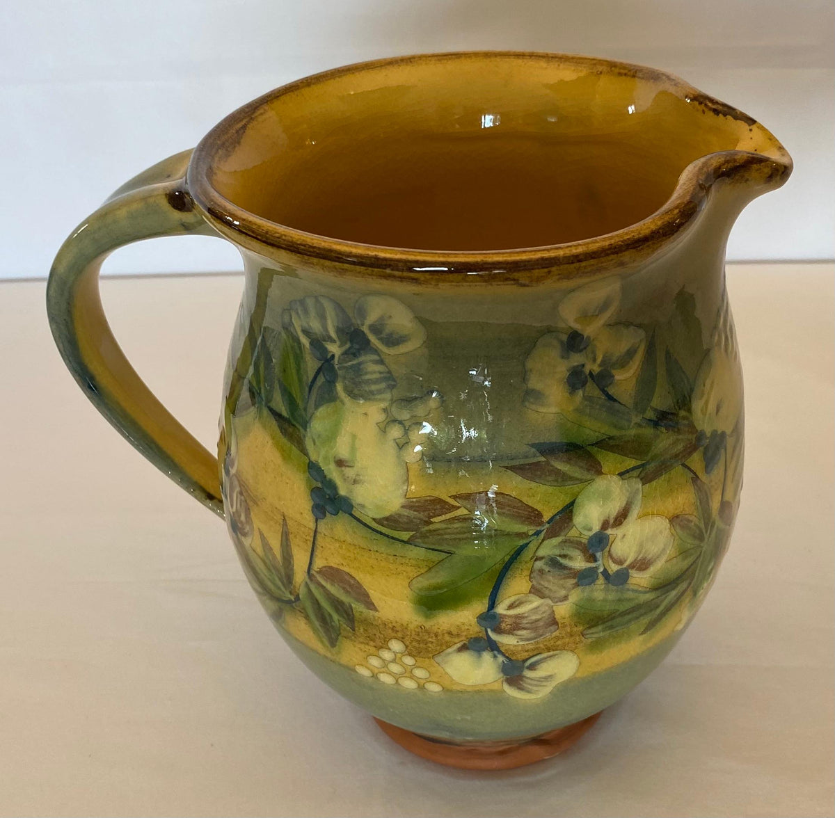 French Provencal Hand-Painted Ceramic Pitcher Vase — detail 3