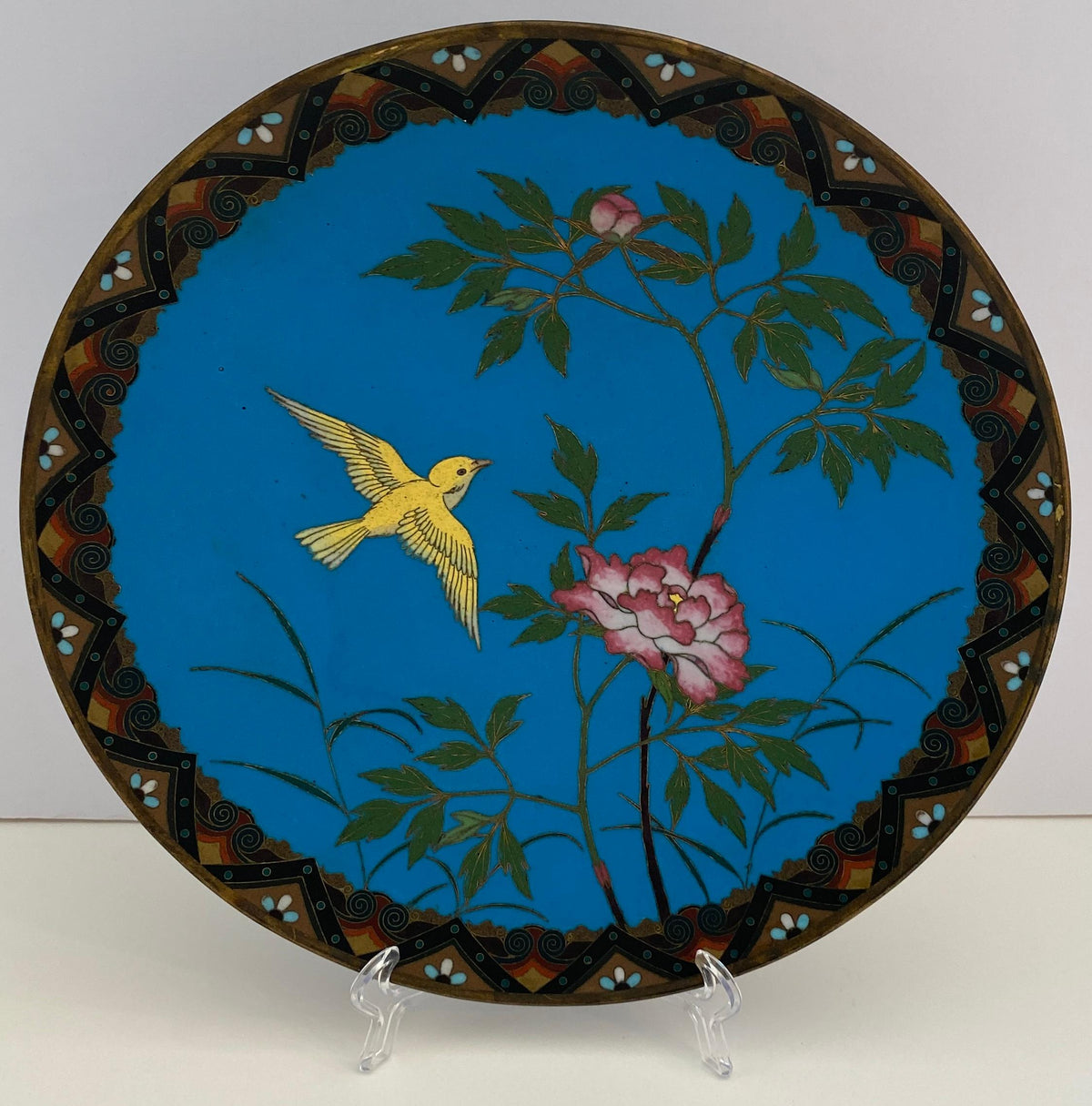 Antique Japanese Meiji Cloissoné Charger Plate — detail 12