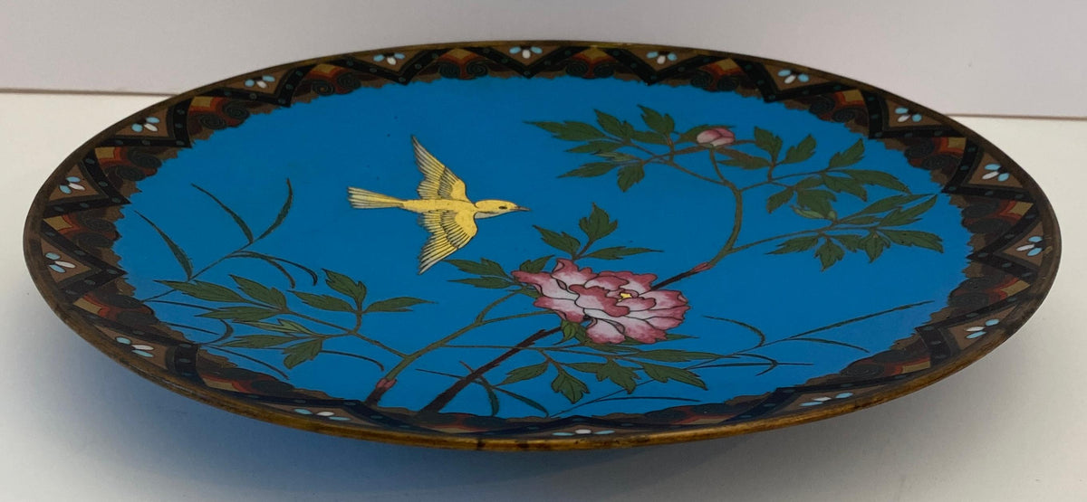 Antique Japanese Meiji Cloissoné Charger Plate — detail 5