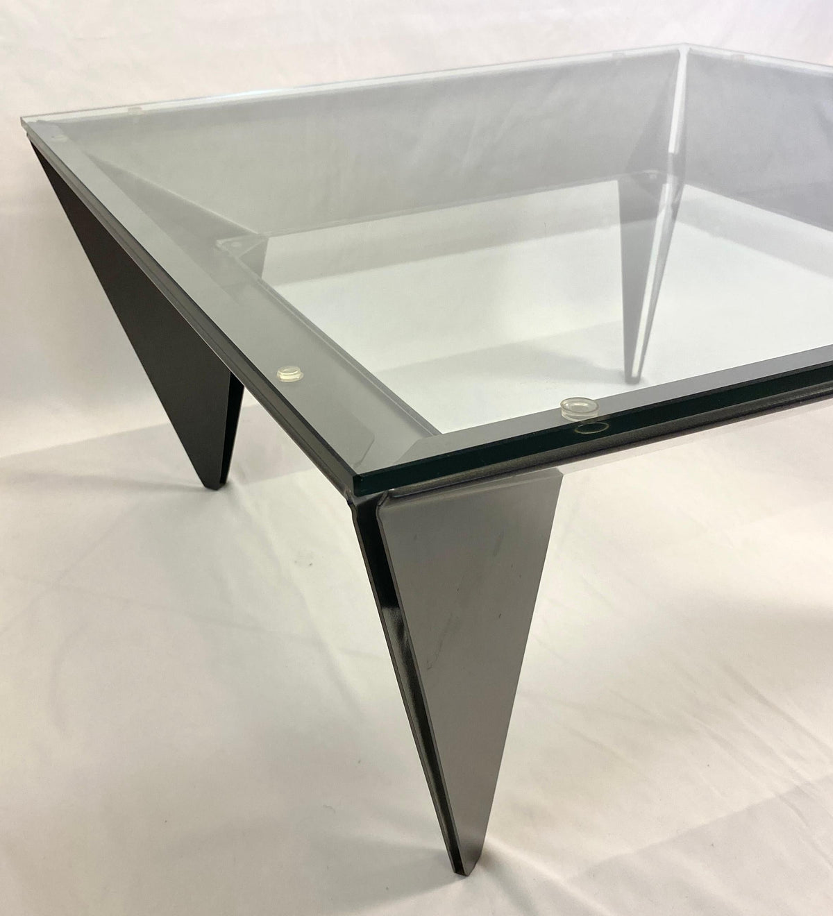 Vintage Steel and Glass Coffee Table manner of Elaine Cohen designs for DIA — detail 2