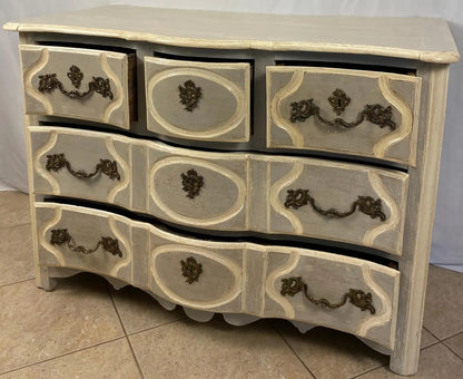 18th Century French Louis XV Commode Gable Painted Blue — detail 8