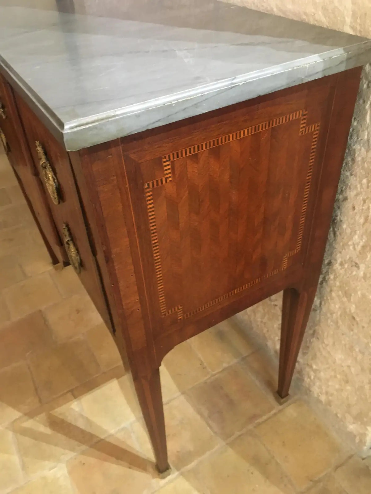 19th Century French Louis XVI Style Commode, Chest of Drawers or Dresser, Signed — detail 6