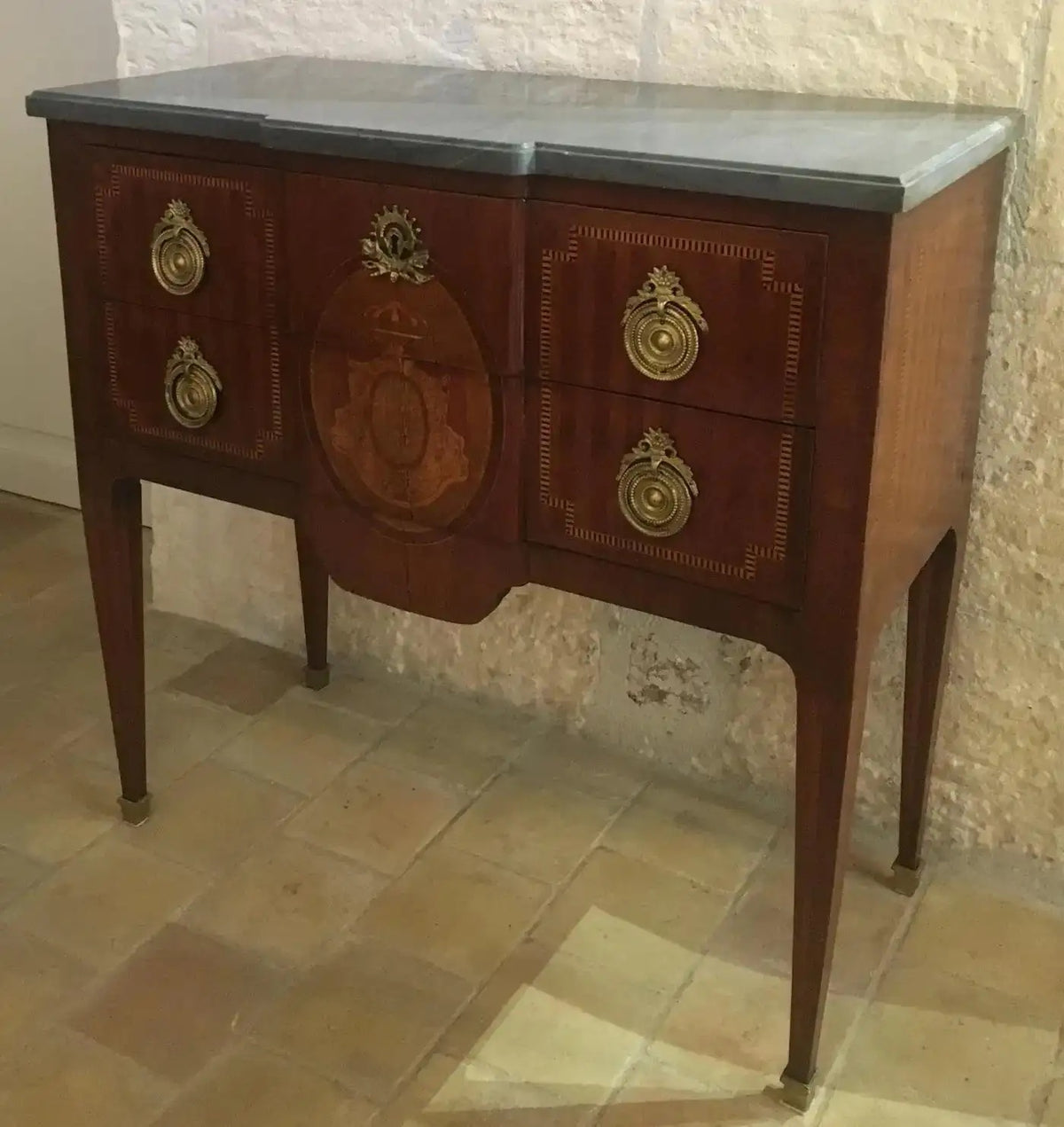 19th Century French Louis XVI Style Commode, Chest of Drawers or Dresser, Signed