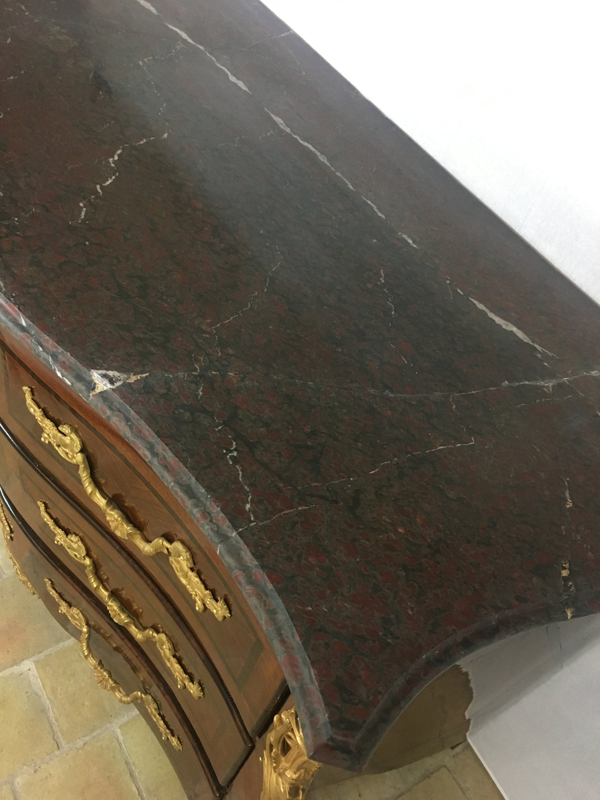 18th Century French Louis XV Style Bombe Commode with Ormolu Bronze Mounts — detail 11