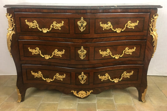 18th Century French Louis XV Style Bombe Commode with Ormolu Bronze Mounts