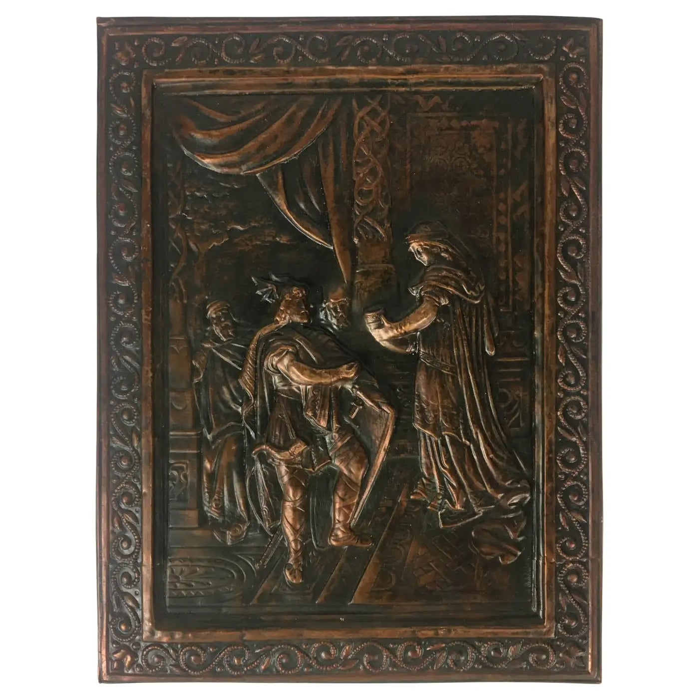 19th Century French Historical Hammered Copper Relief Plaque — detail 3