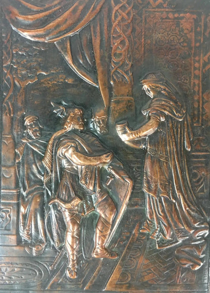 19th Century French Historical Hammered Copper Relief Plaque — detail 2