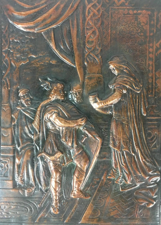 19th Century French Historical Hammered Copper Relief Plaque — detail 2