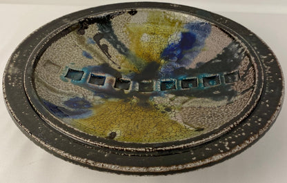 Round Saint Clement Style Crackle Finish Ceramic Bowl, Signed — detail 7