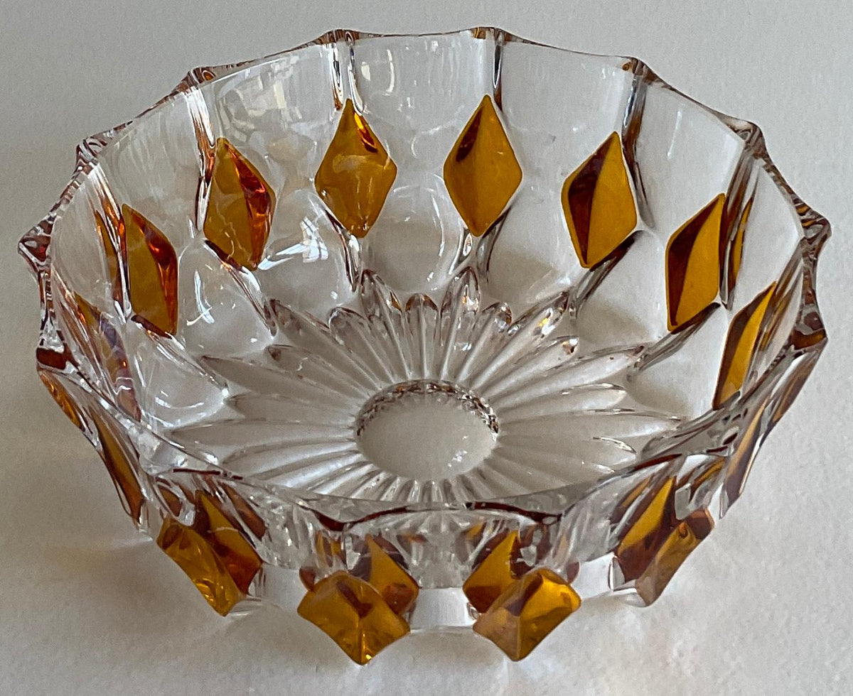 French Amber and Clear Crystal Candy Dish or Bowl — detail 2