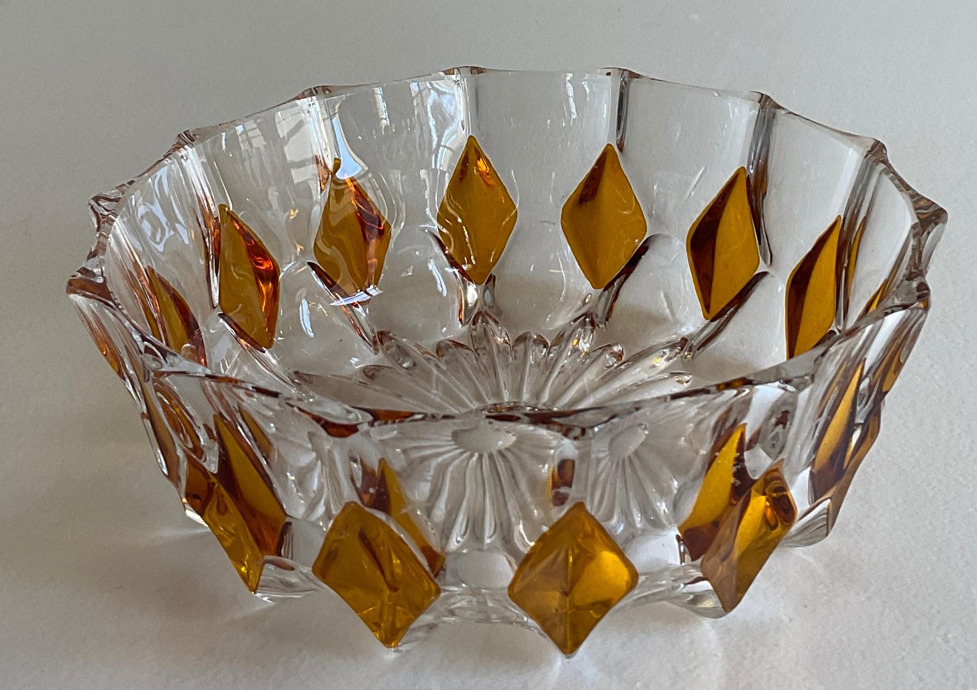 French Amber and Clear Crystal Candy Dish or Bowl — detail 4