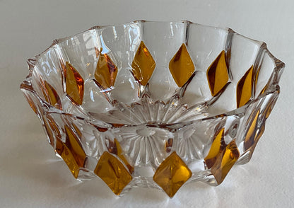 French Amber and Clear Crystal Candy Dish or Bowl — detail 4