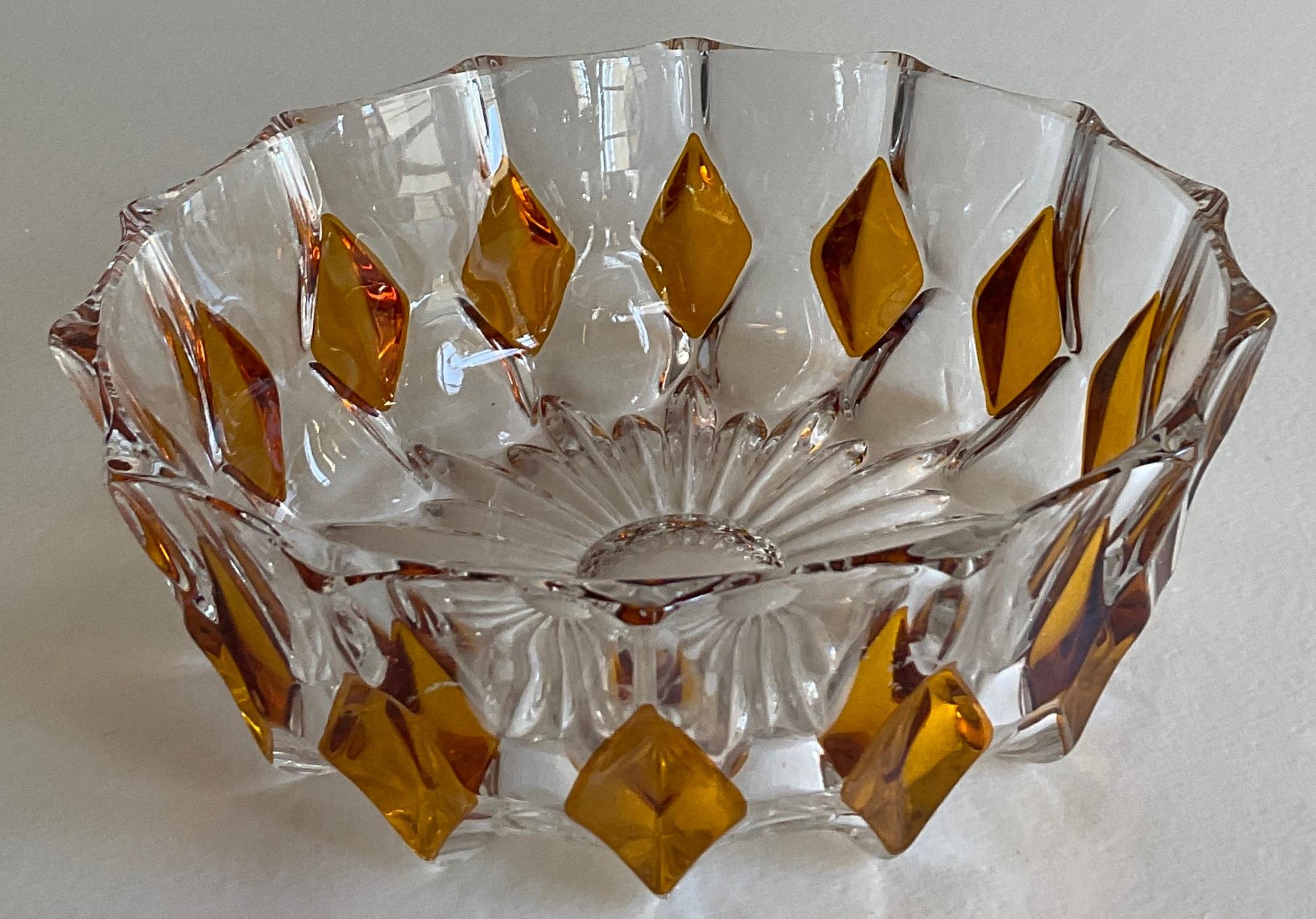 French Amber and Clear Crystal Candy Dish or Bowl — detail 5