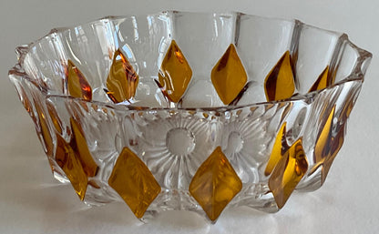 French Amber and Clear Crystal Candy Dish or Bowl — detail 6