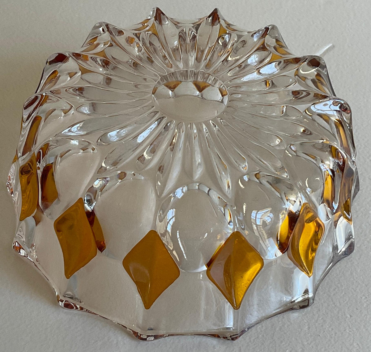 French Amber and Clear Crystal Candy Dish or Bowl — detail 3