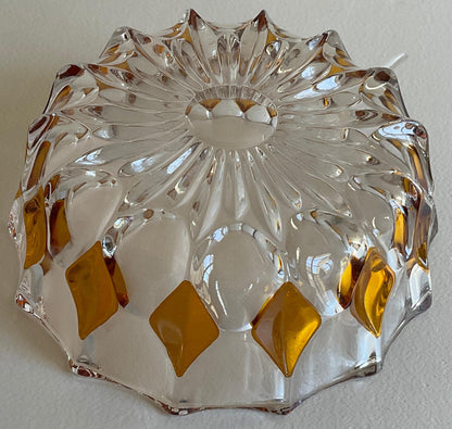 French Amber and Clear Crystal Candy Dish or Bowl — detail 3