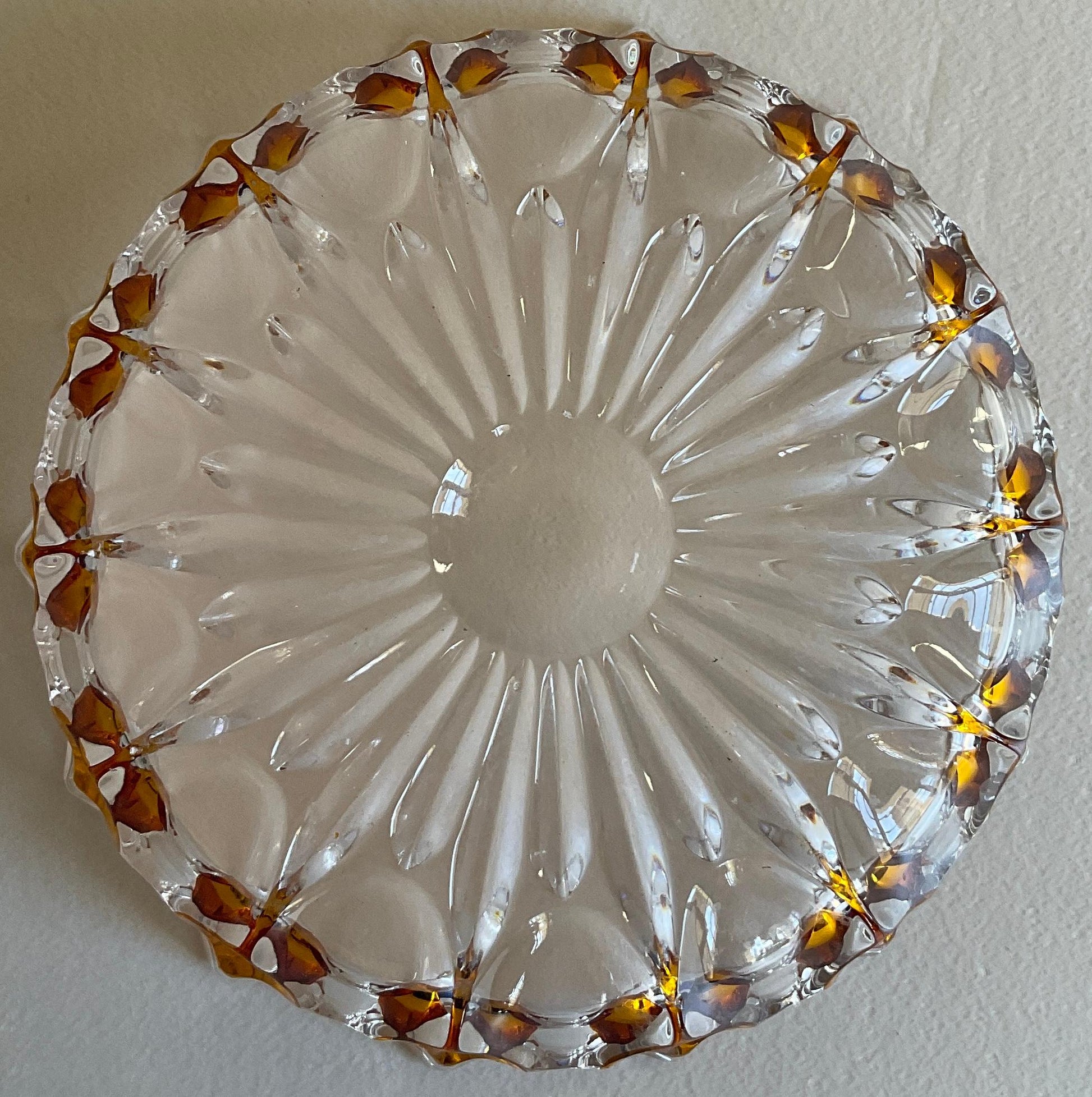French Amber and Clear Crystal Candy Dish or Bowl — detail 7