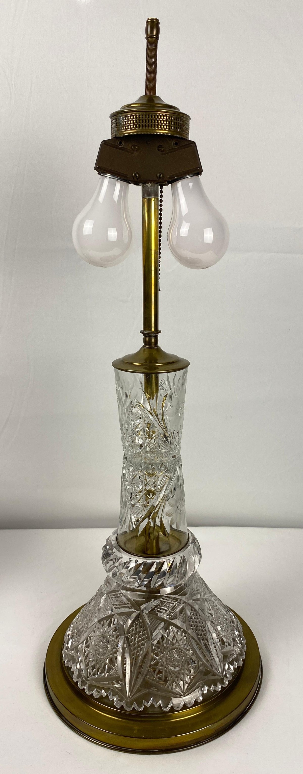 Victorian Style Cut Crystal Lamp with Crystal Shade — detail 3