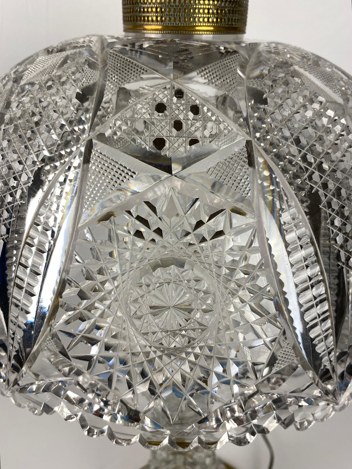 Victorian Style Cut Crystal Lamp with Crystal Shade — detail 4