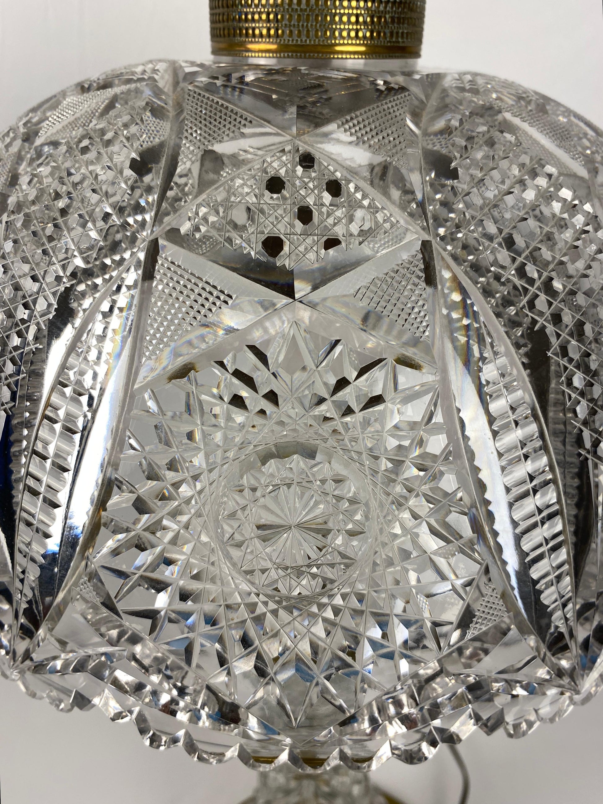 Victorian Style Cut Crystal Lamp with Crystal Shade — detail 4