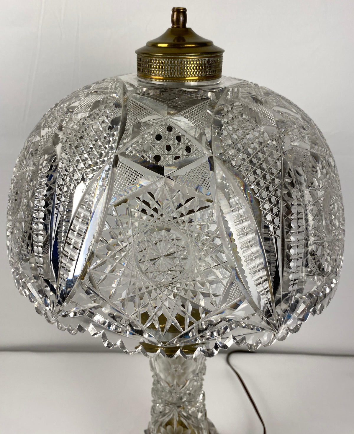 Victorian Style Cut Crystal Lamp with Crystal Shade — detail 5