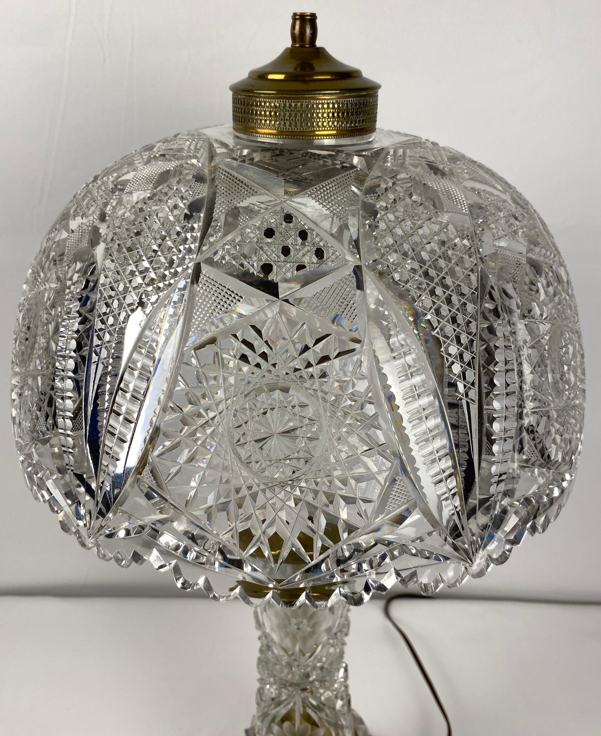 Victorian Style Cut Crystal Lamp with Crystal Shade — detail 5