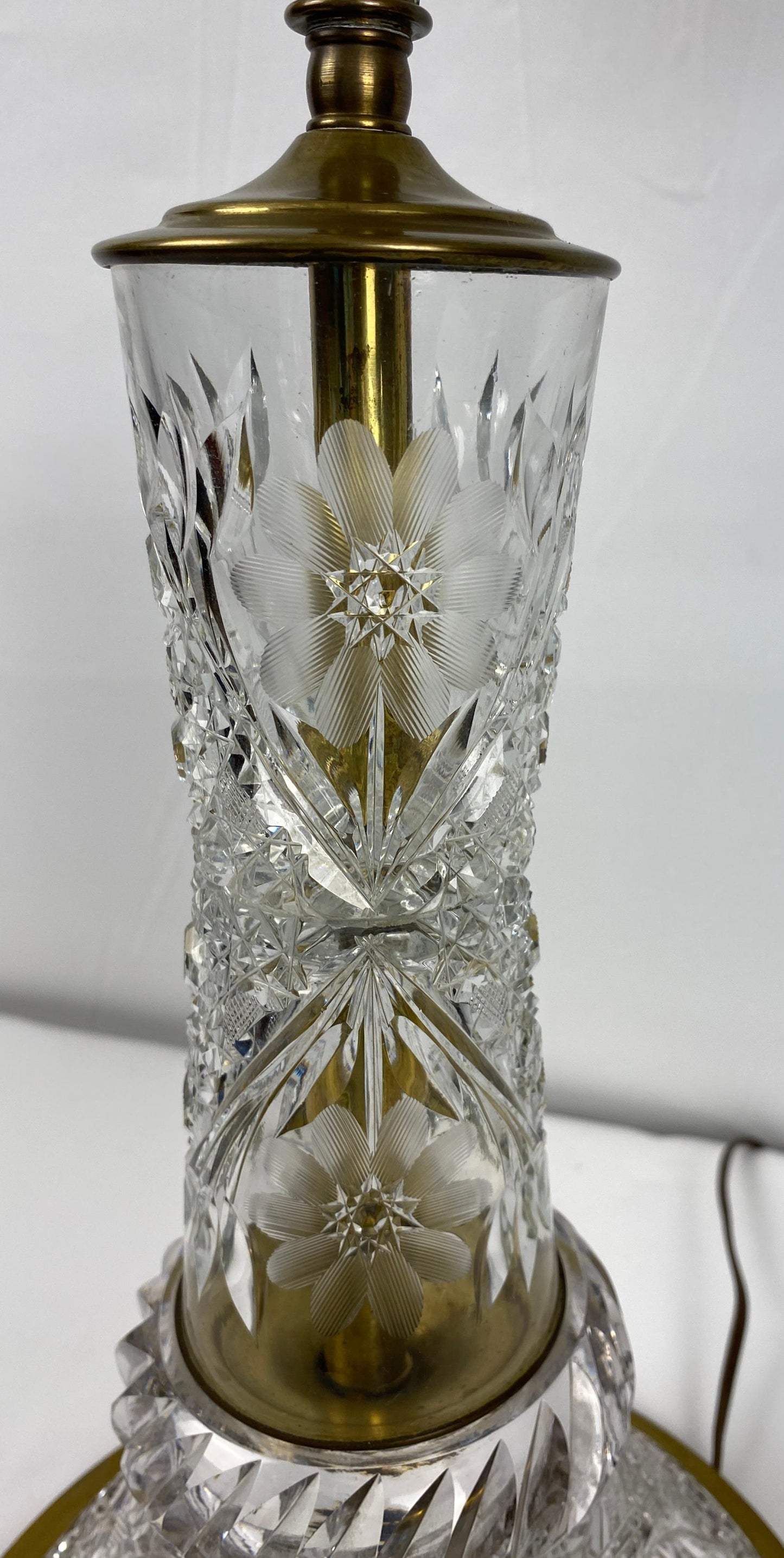 Victorian Style Cut Crystal Lamp with Crystal Shade — detail 6