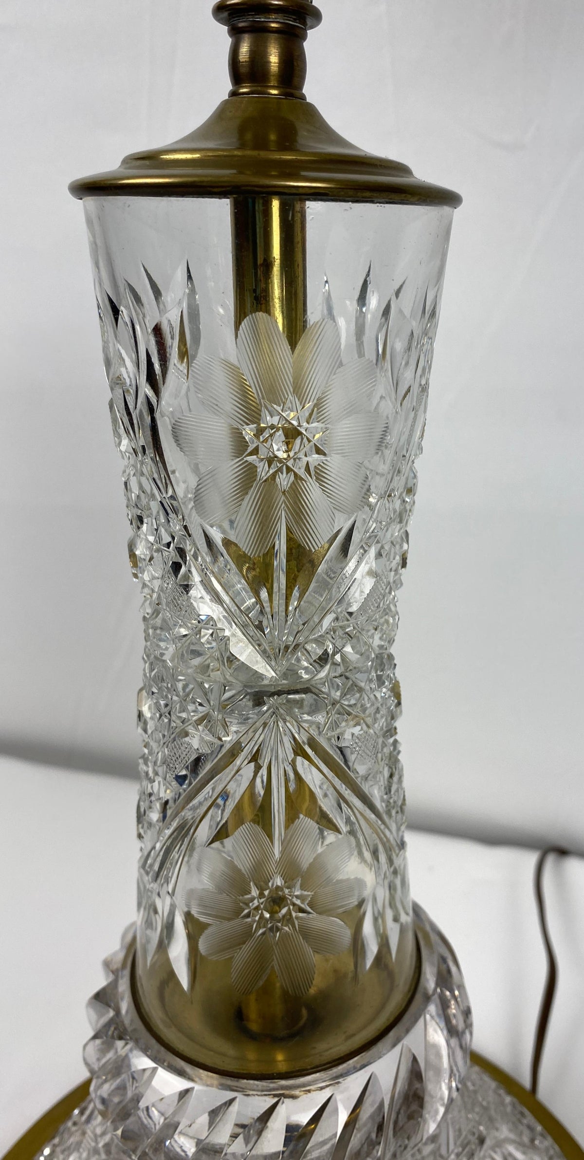 Victorian Style Cut Crystal Lamp with Crystal Shade — detail 6