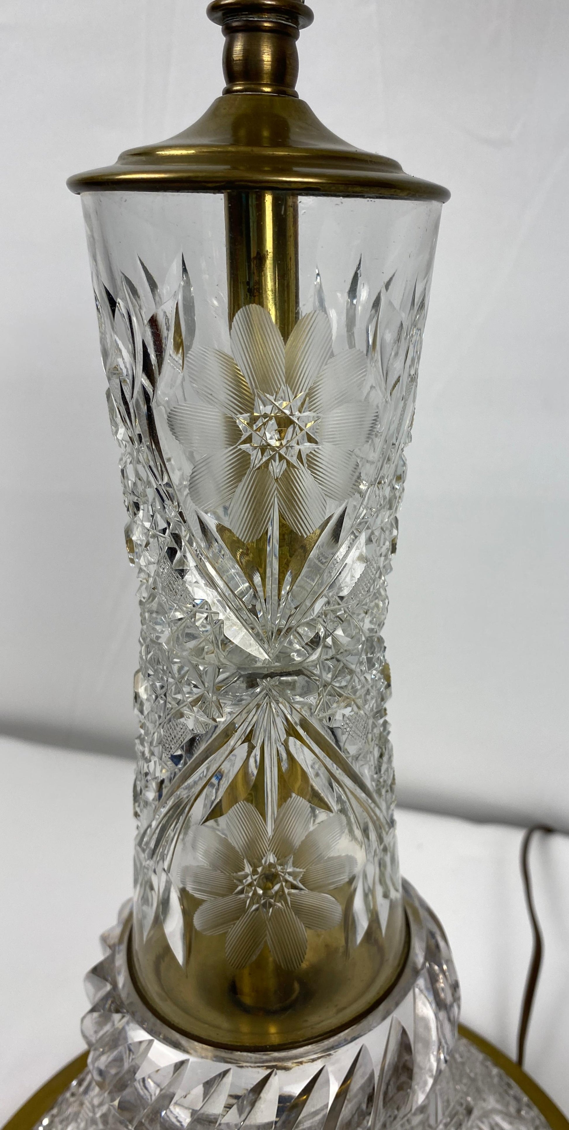 Victorian Style Cut Crystal Lamp with Crystal Shade — detail 6