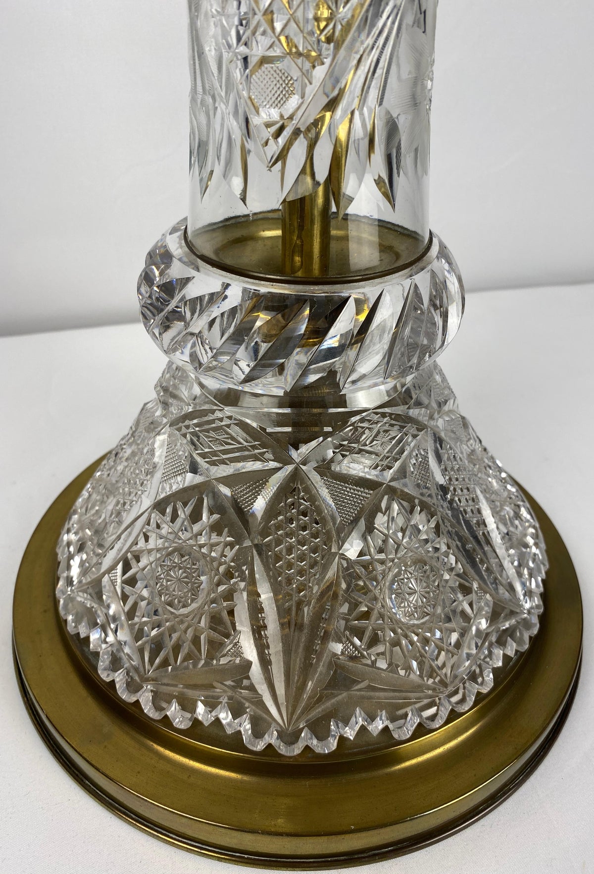 Victorian Style Cut Crystal Lamp with Crystal Shade — detail 7