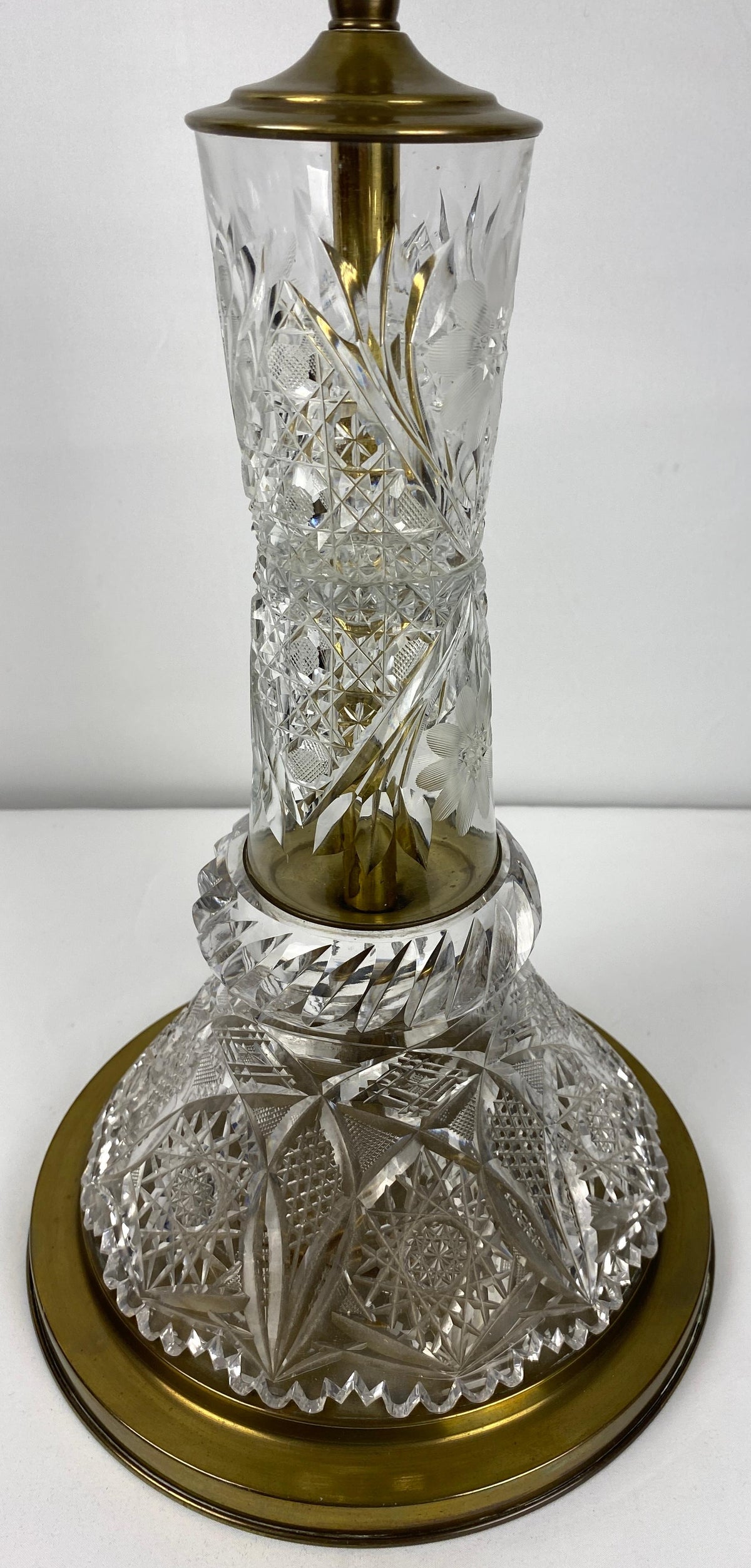 Victorian Style Cut Crystal Lamp with Crystal Shade — detail 8