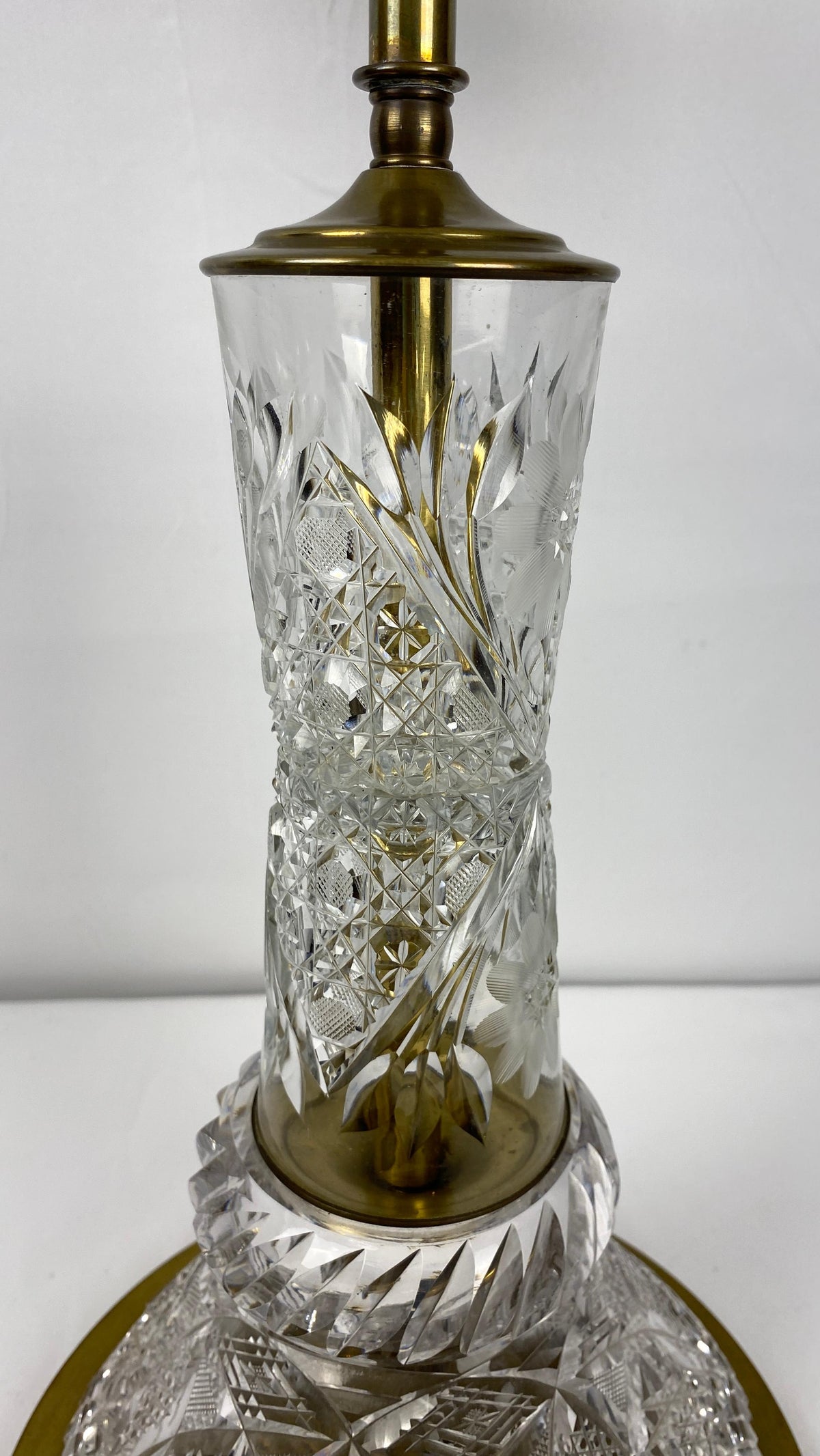 Victorian Style Cut Crystal Lamp with Crystal Shade — detail 9