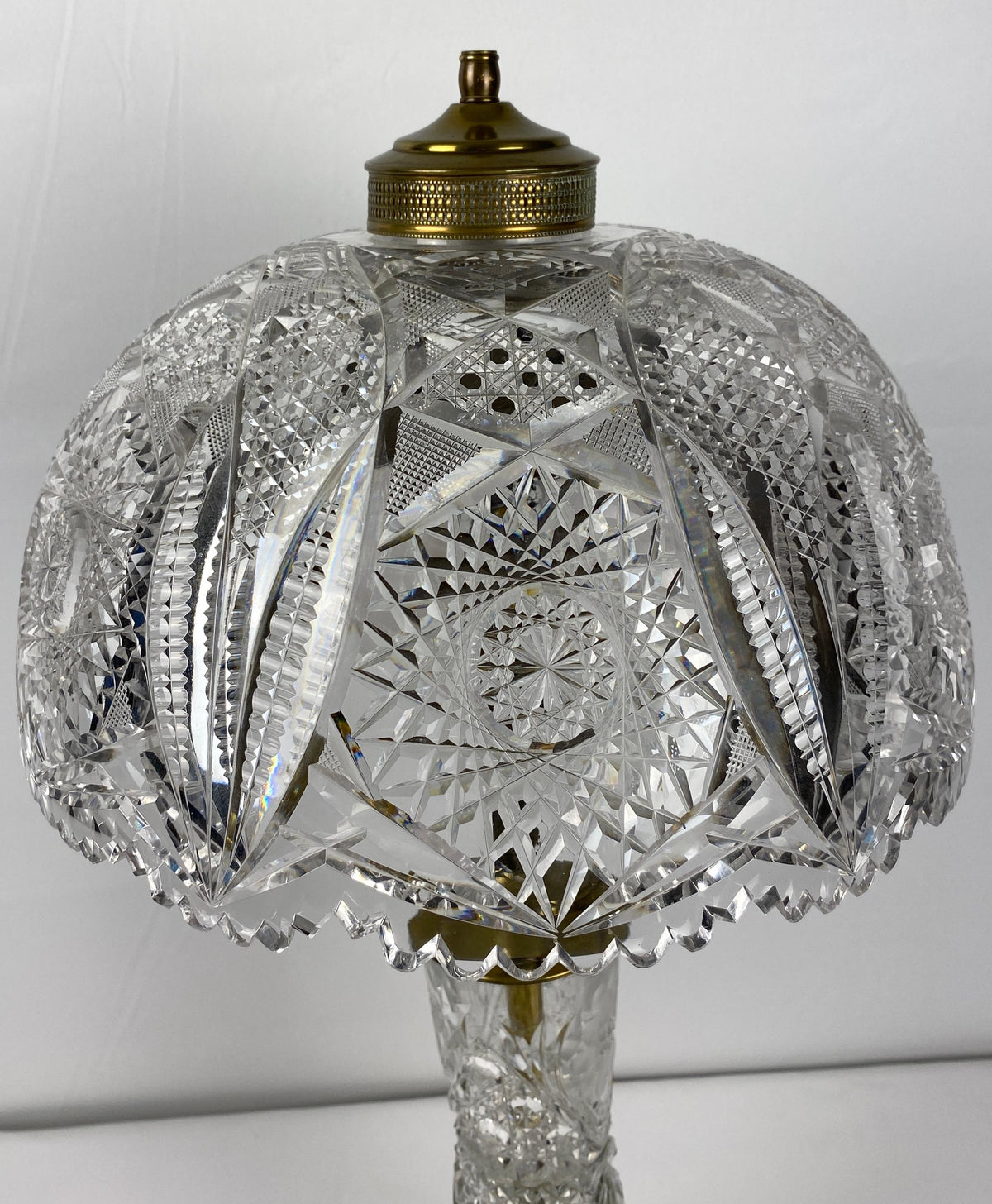 Victorian Style Cut Crystal Lamp with Crystal Shade — detail 10