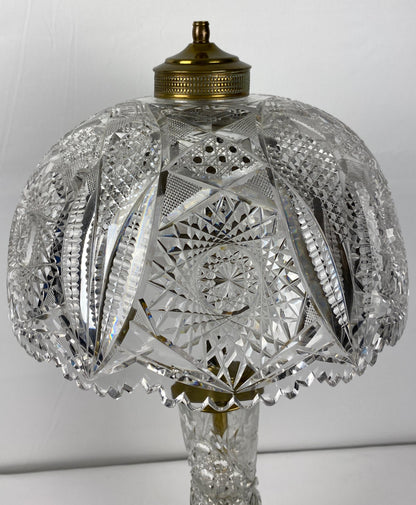 Victorian Style Cut Crystal Lamp with Crystal Shade — detail 10