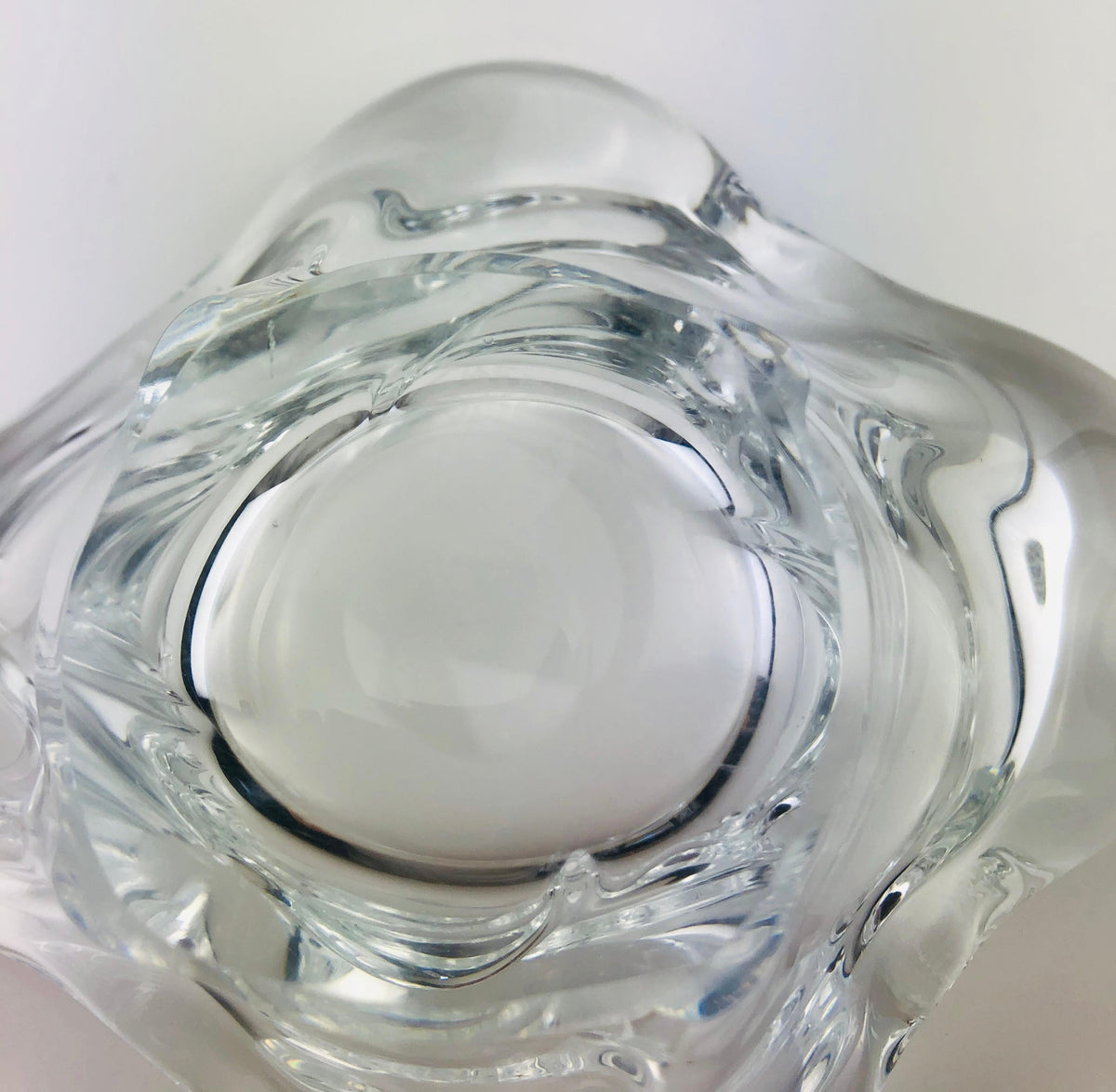 Clear Crystal Mustard Dish or Appetizer Bowl, Signed — detail 5