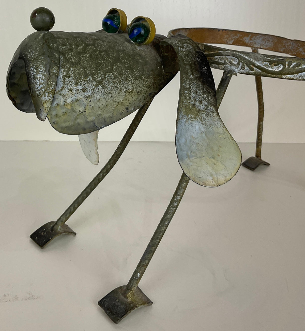 Vintage Outdoor Bobbing Dog Head Metal Planter — detail 2