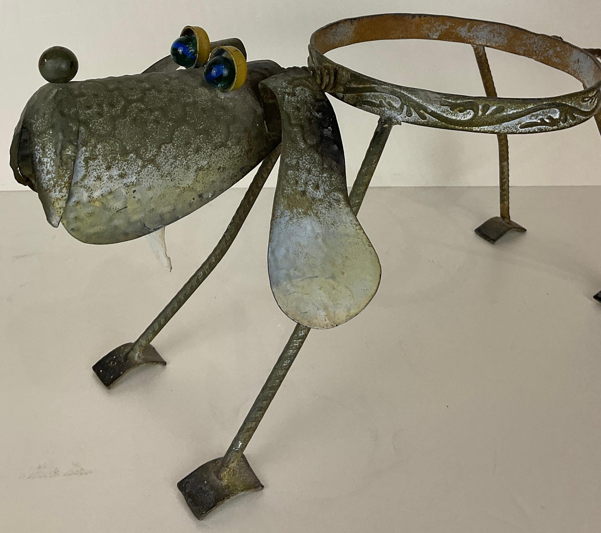 Vintage Outdoor Bobbing Dog Head Metal Planter — detail 5