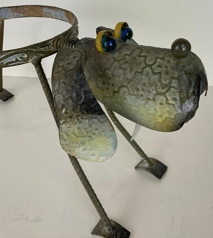 Vintage Outdoor Bobbing Dog Head Metal Planter — detail 4