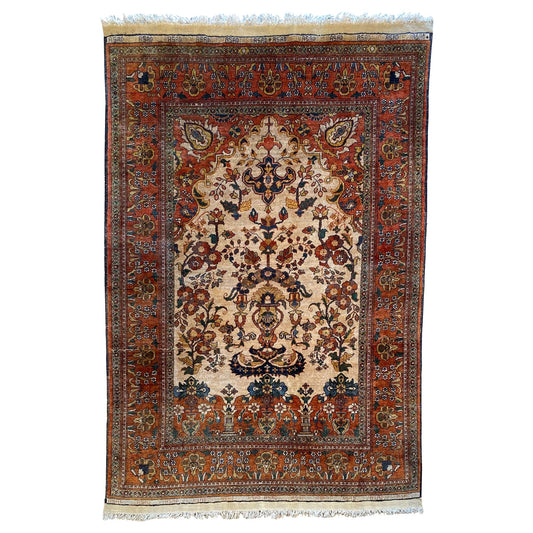 Art Deco Style Antique Caucasian Silk Rug, Signed circa 1920