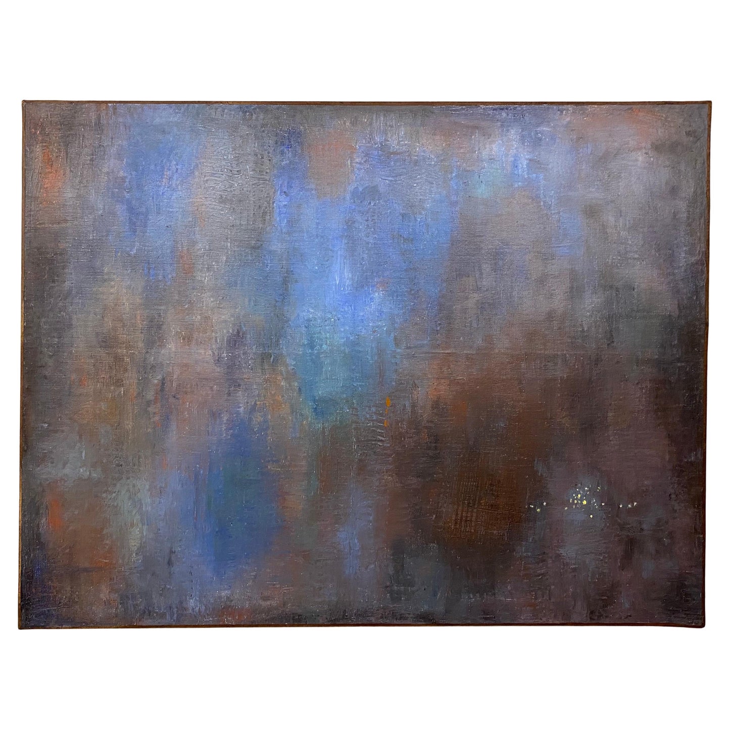 Large Blue Abstract Oil on Canvas Painting by C. Azuelos