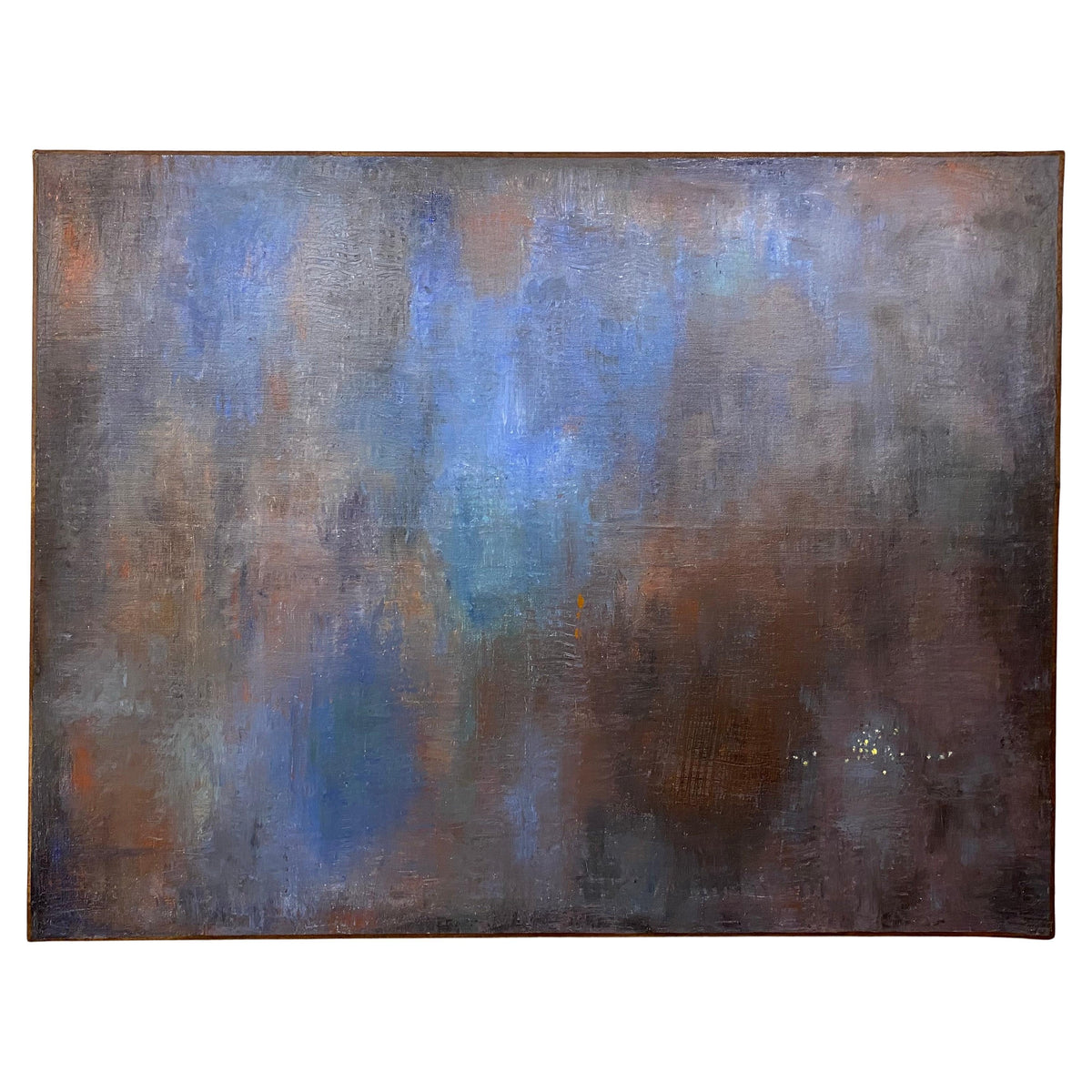 Large Blue Abstract Oil on Canvas Painting by C. Azuelos