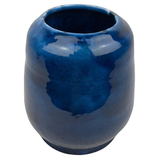 French Midcentury Cobalt Blue Ceramic Vase, Manner of Edmond Lachenal
