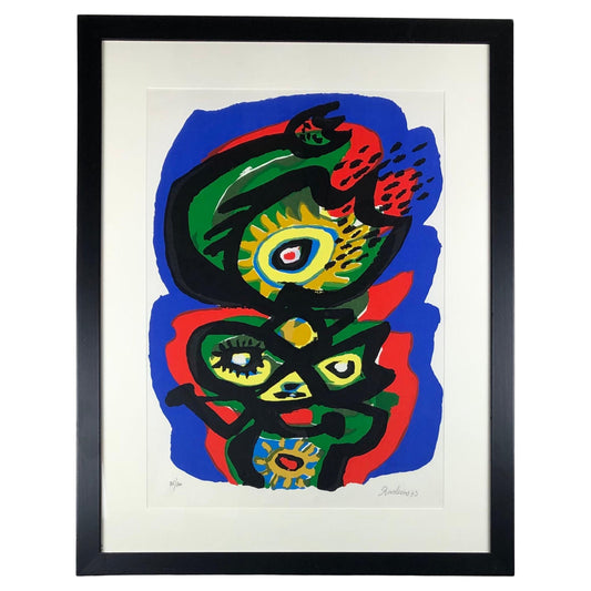 Framed Abstract Lithograph by a French Artist, Signed Roosleens