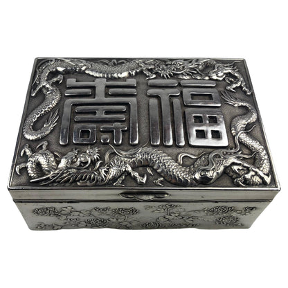 Antique Japanese Silver Jewelry or Keepsake Box