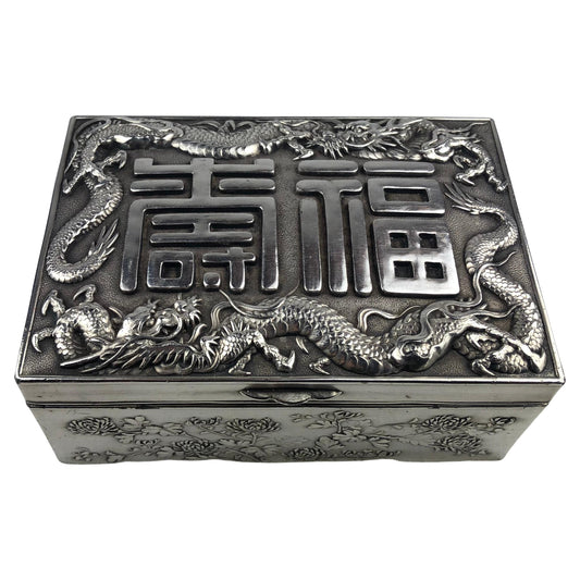 Antique Japanese Silver Jewelry or Keepsake Box