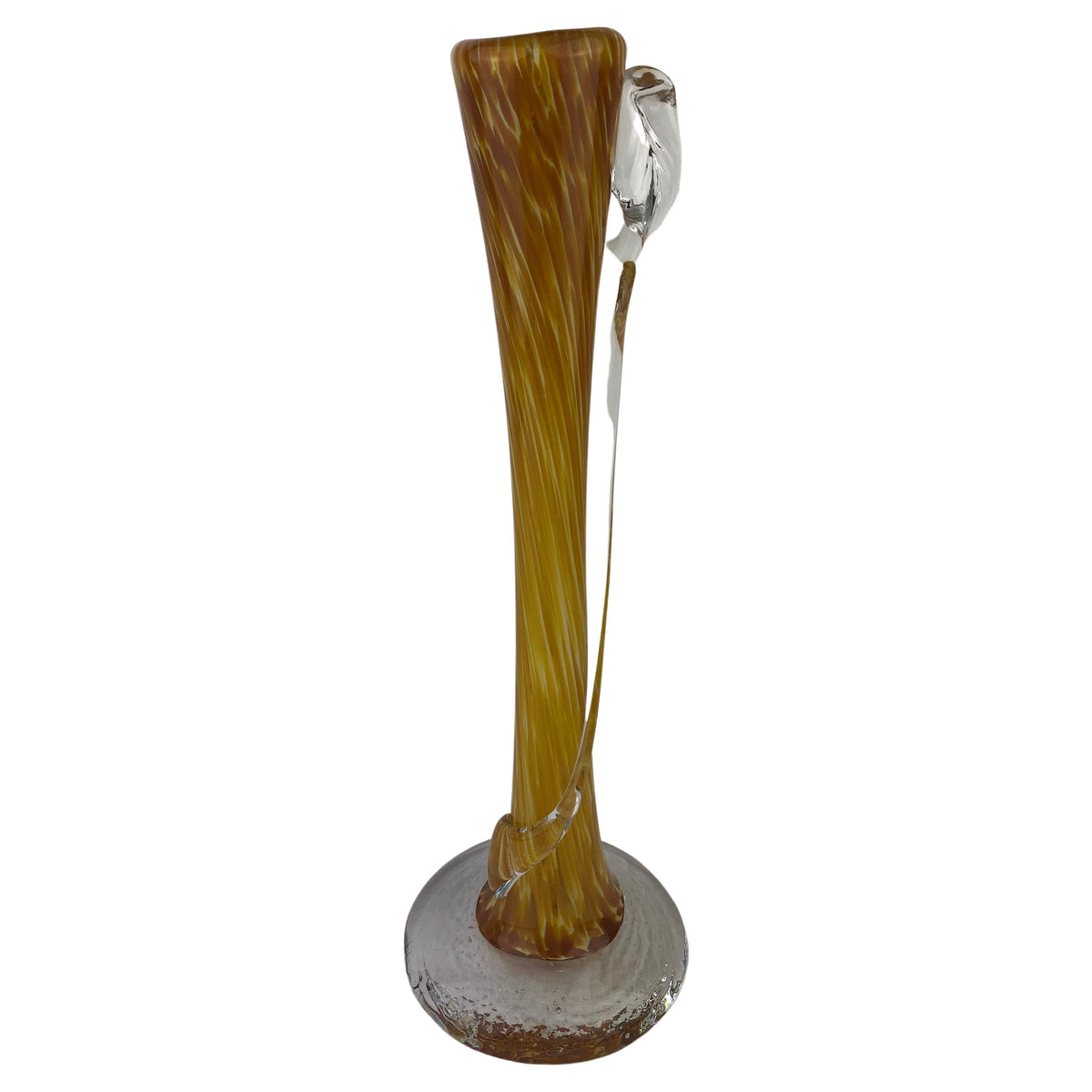 Murano Style Hand Blown Art Glass Stem Vase