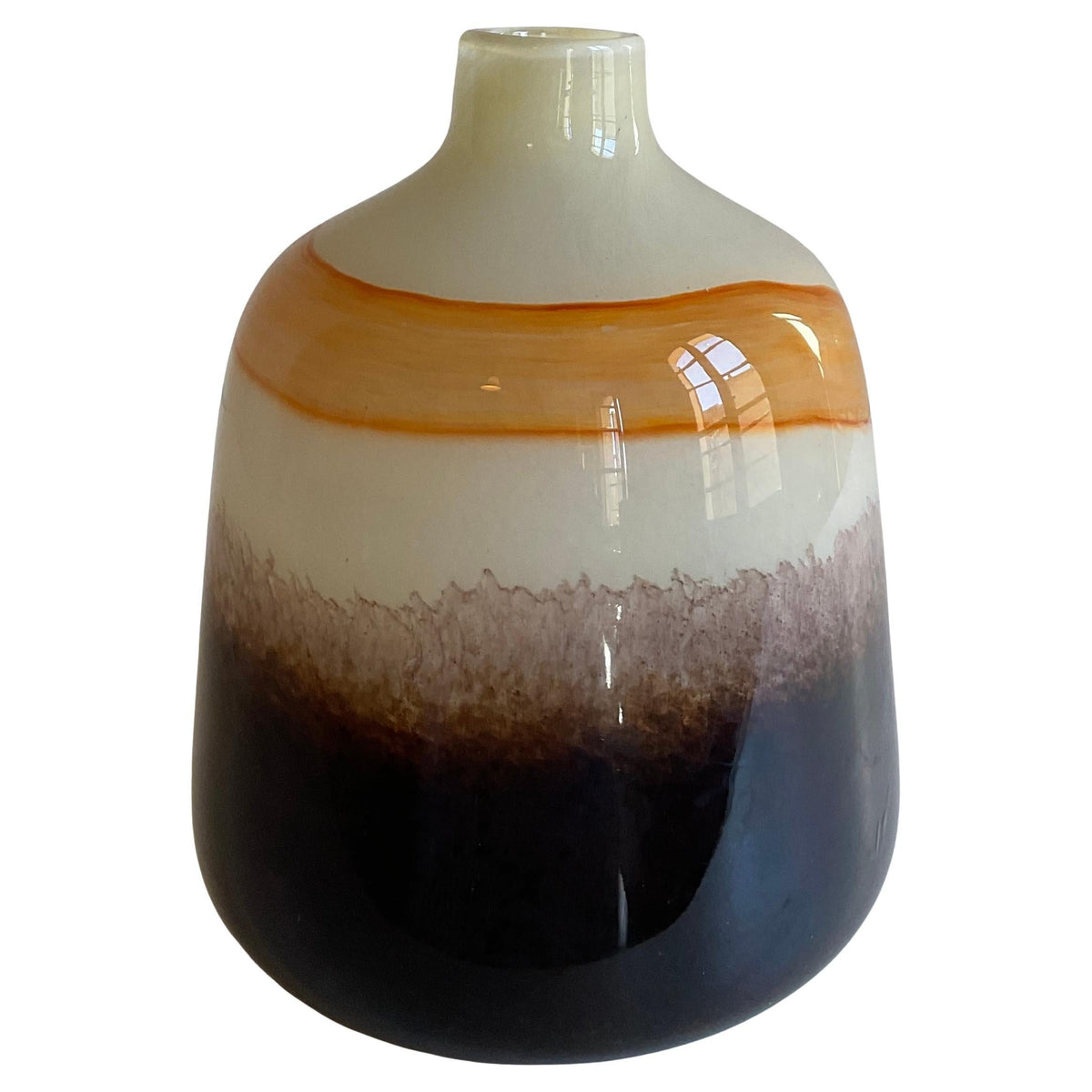 Murano Round Multi-Colored Art Glass Flower Vase