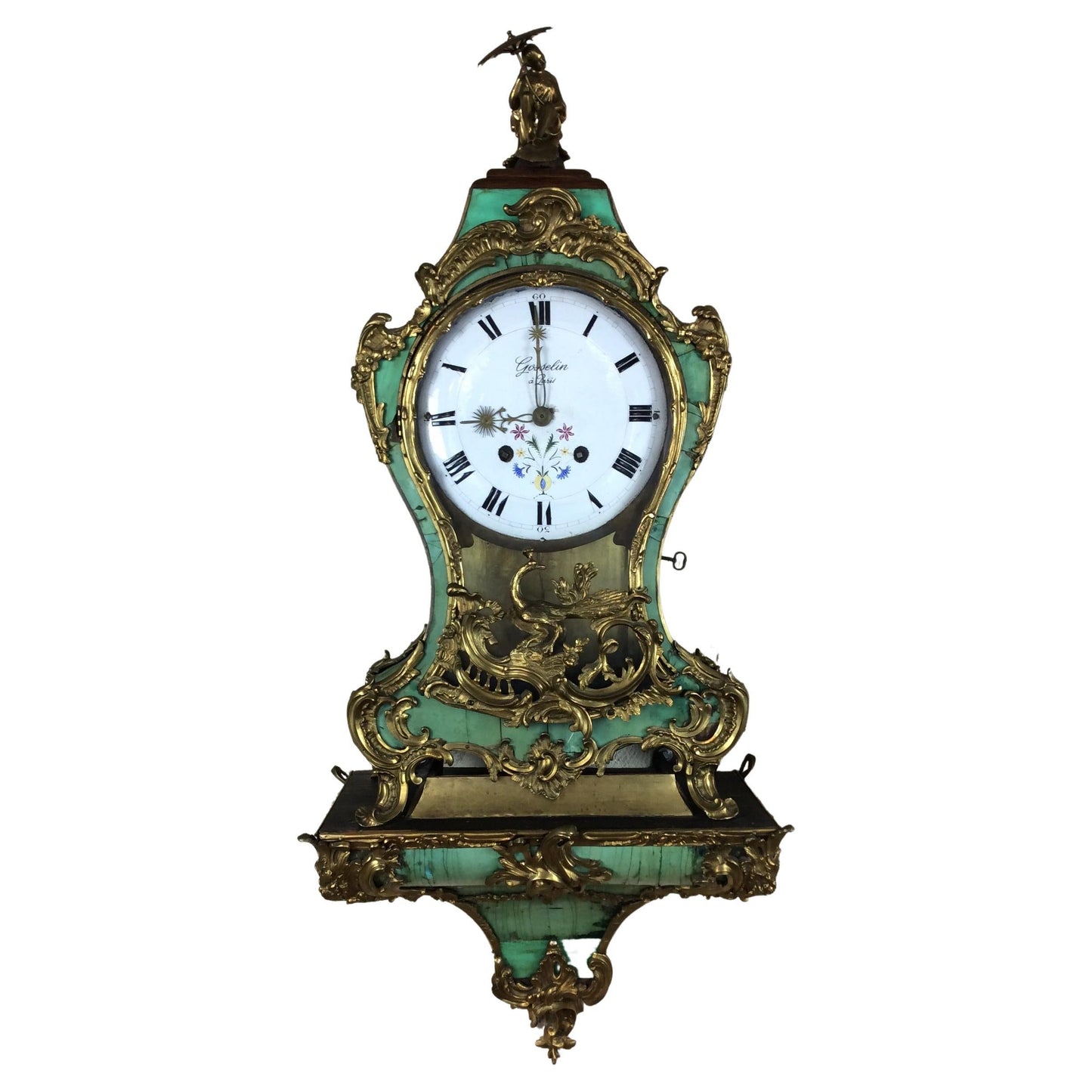 Large 18th Century French Louis XV Period Cartel Wall Clock Signed A. Gosselin