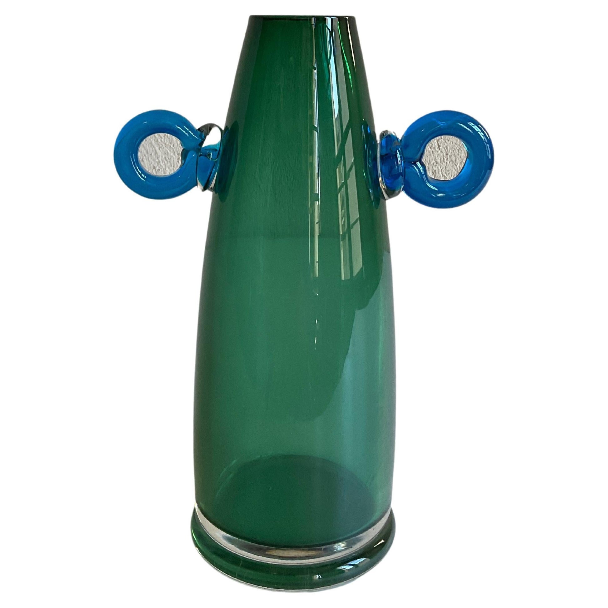 Murano Blue Art Glass Vase in the Manner of Paolo Venini