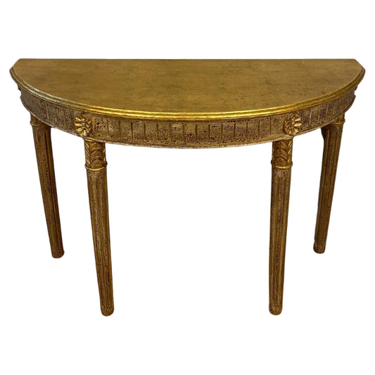 Hollywood Regency Style Half Moon Console Table
